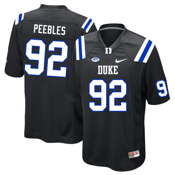 Men #92 Aeneas Peebles Duke Blue Devils College Football Jerseys Sale-Black
